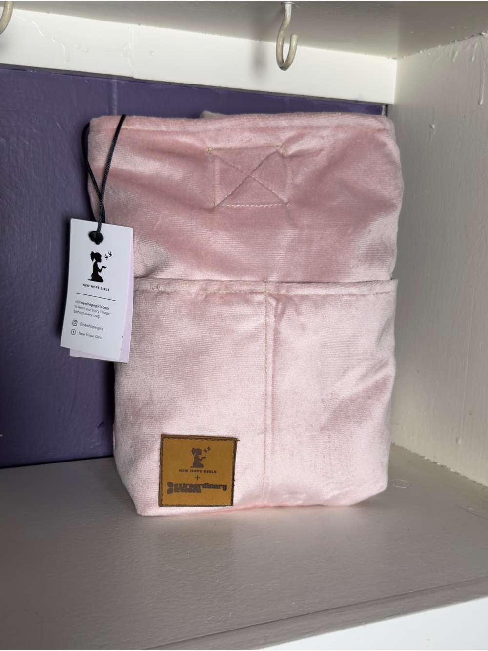 New Hope Girls x Extraordinary Women artisan blush pink backpack/sling bag NWT